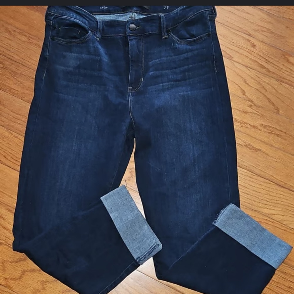 Liverpool Jeans Charlie The Crop Blue Denim Jeans Wide Rolled Cuff Petite 14/32